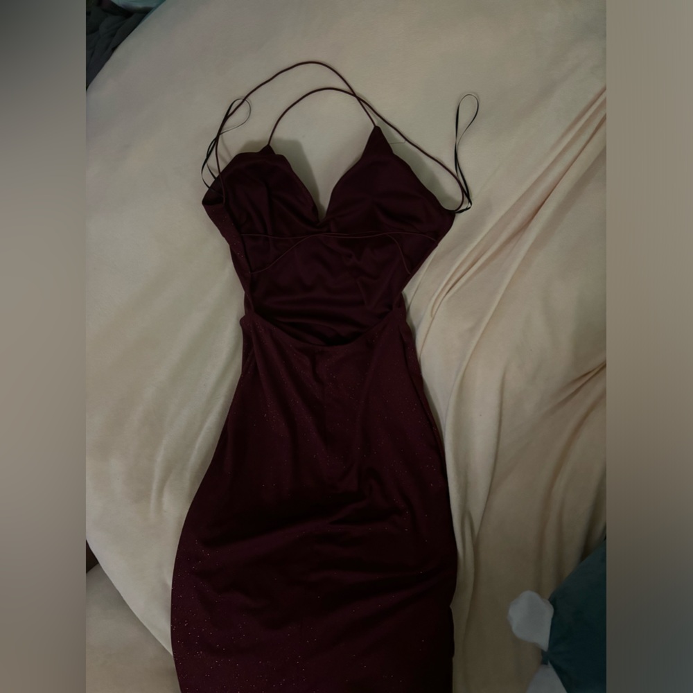 sparkly dark red dress backless size small